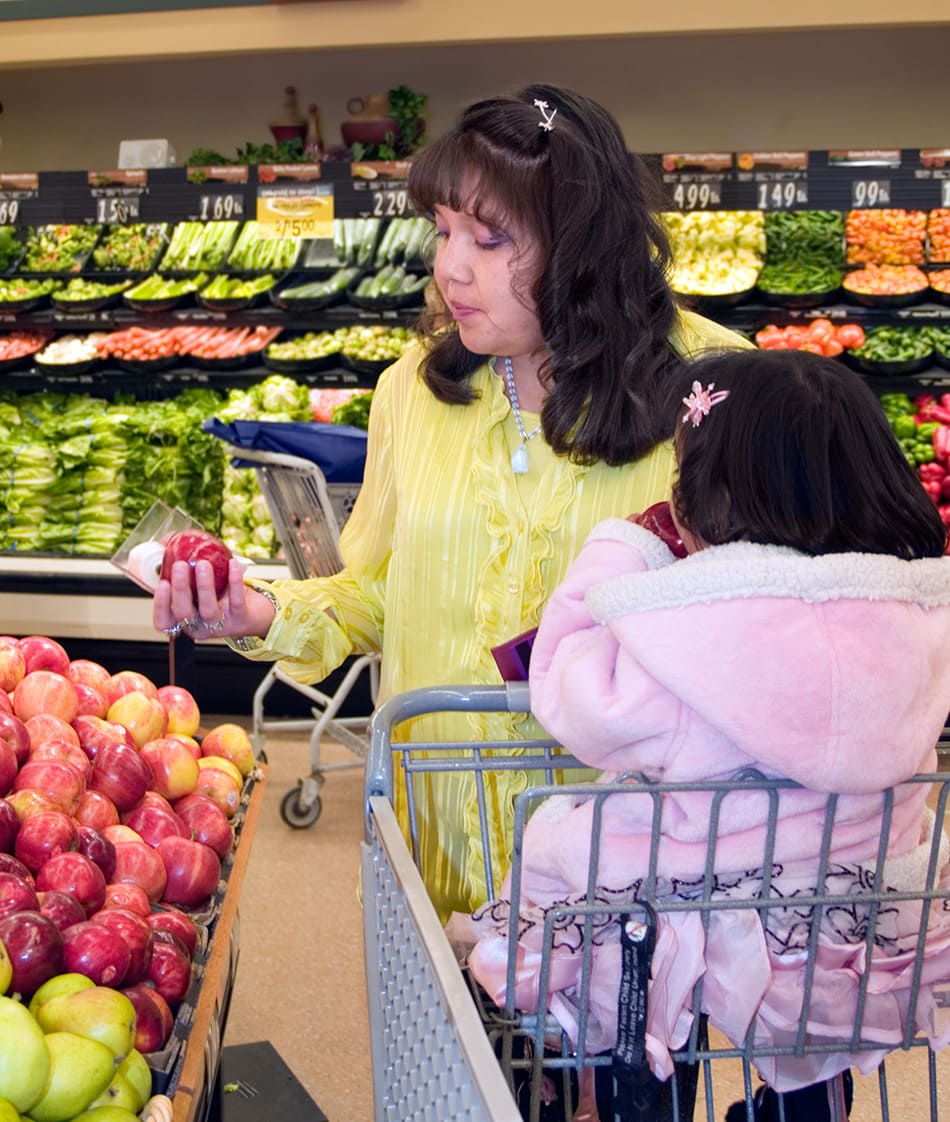 Native American woman shopping